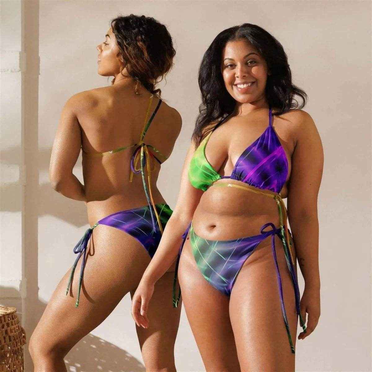 Electric Grid String Bikini Set Green XS-6XL