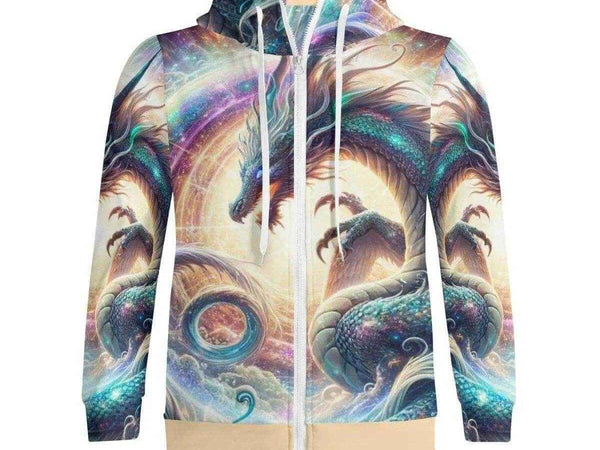 Cosmic Dragon Zip Hoodie | Fantasy Gamer Sweatshirt