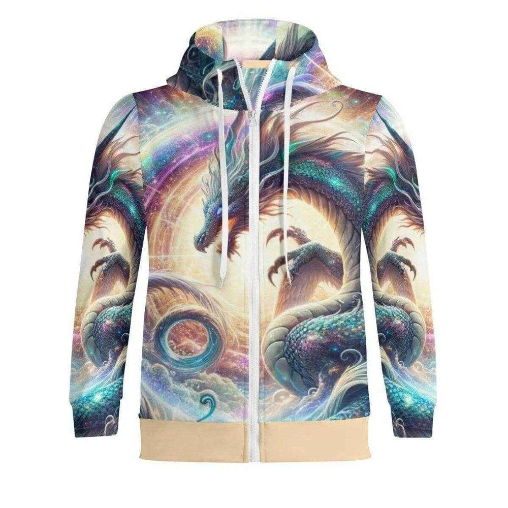 Cosmic Dragon Zip Hoodie | Fantasy Gamer Sweatshirt