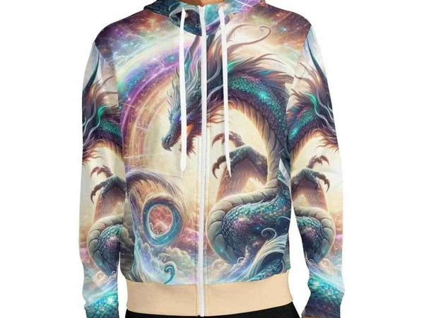 Cosmic Dragon Zip Hoodie | Fantasy Gamer Sweatshirt