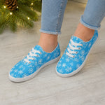 Blue Snowflake Canvas Sneakers - on foot lifestyle shot | Our Phoenix Rise