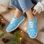 Blue Snowflake Canvas Sneakers - festive outdoor scene | Our Phoenix Rise