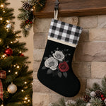 Plaid Christmas Stocking - White Plaid Gothic Rose Design Lifestyle | Our Phoenix Rise