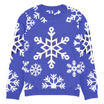 Blue Snowflake Crew Neck Sweater - Winter Scene Backdrop | Our Phoenix Rise