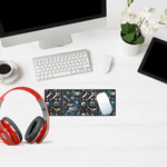 Retro Gaming Armory Extended Desk Mat - Lifestyle Shot with Monitor and Headphones | Our Phoenix Rise