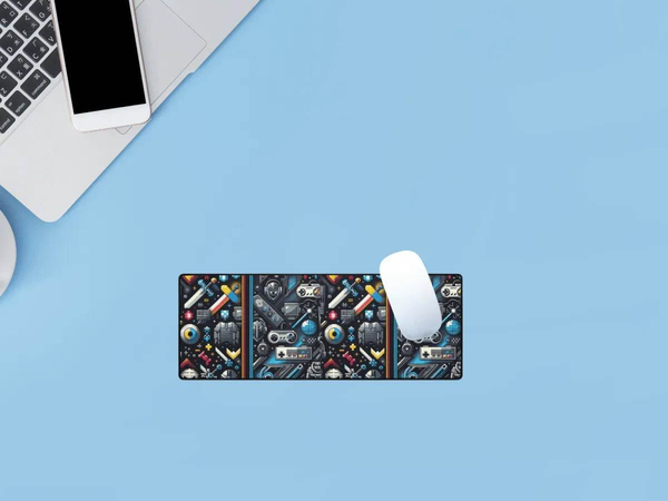 Pixel Gamer Desk Mat | Retro Gaming Armory Mouse Pad - Iron Phoenix GHG