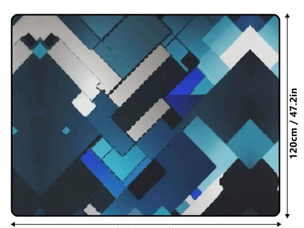 Blue Geometric Area Rug | Futuristic Gaming and Yoga Mat - Iron Phoenix GHG