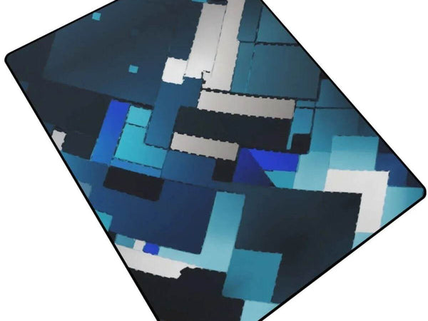 Blue Geometric Area Rug | Futuristic Gaming and Yoga Mat - Iron Phoenix GHG