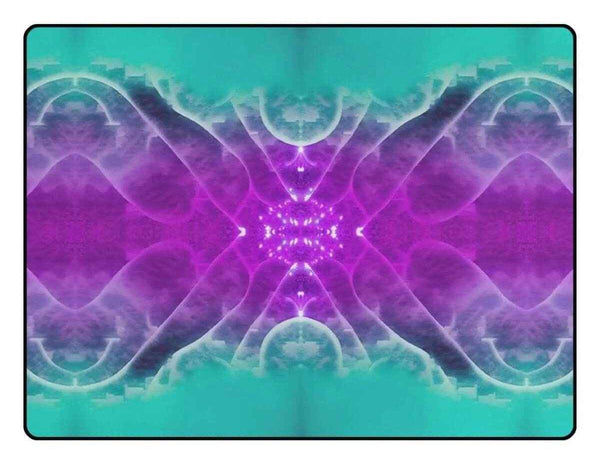 Galactic Radiance | Abstract Teal and Purple Rug