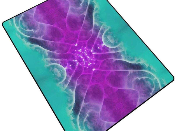 Galactic Radiance | Abstract Teal and Purple Rug