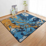 Abstract Van Gogh Style Blue Gold Area Rug - Full room view | Our Phoenix Rise