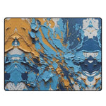 Abstract Van Gogh Style Blue Gold Area Rug - Close up textured design | Our Phoenix Rise