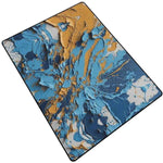 Abstract Van Gogh Style Blue Gold Area Rug - Angled view artistic pattern | Our Phoenix Rise