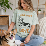 Corgi Love Graphic T-Shirt - Lifestyle mockup with flat lay outfit | Our Phoenix Rise