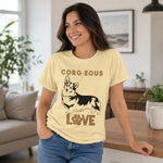 Corgi Love Graphic T-Shirt - Lifestyle mockup with man and dog | Our Phoenix Rise