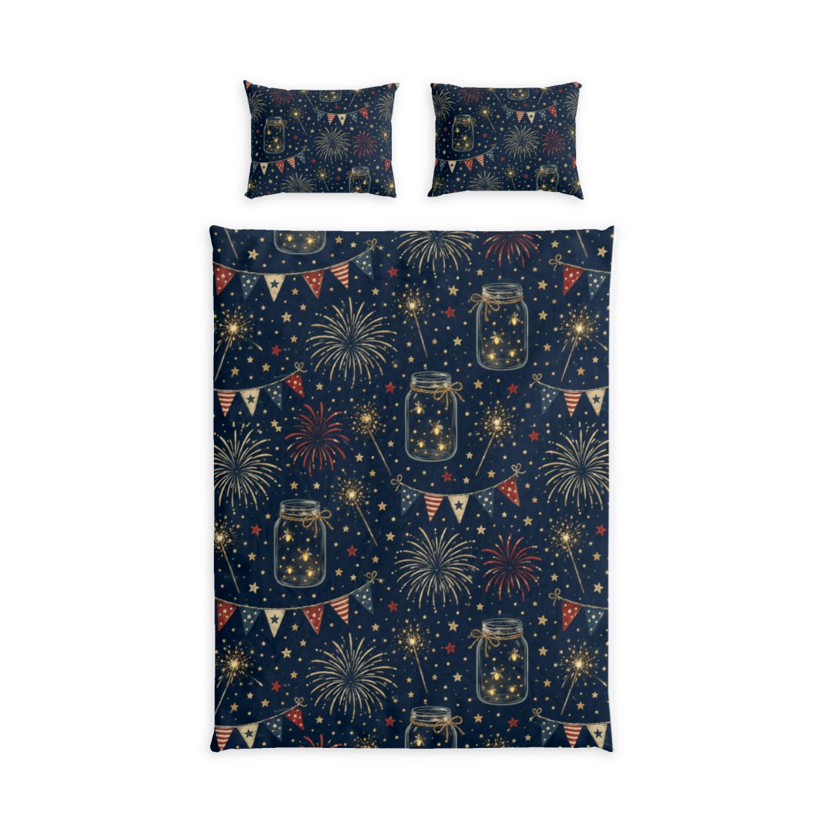 4th of July Fireworks Duvet Cover Set Queen Twin XL