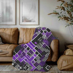 Cozy Gaming Blanket | Purple Geometric Fleece Throw