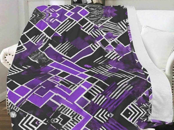 Cozy Gaming Blanket | Purple Geometric Fleece Throw