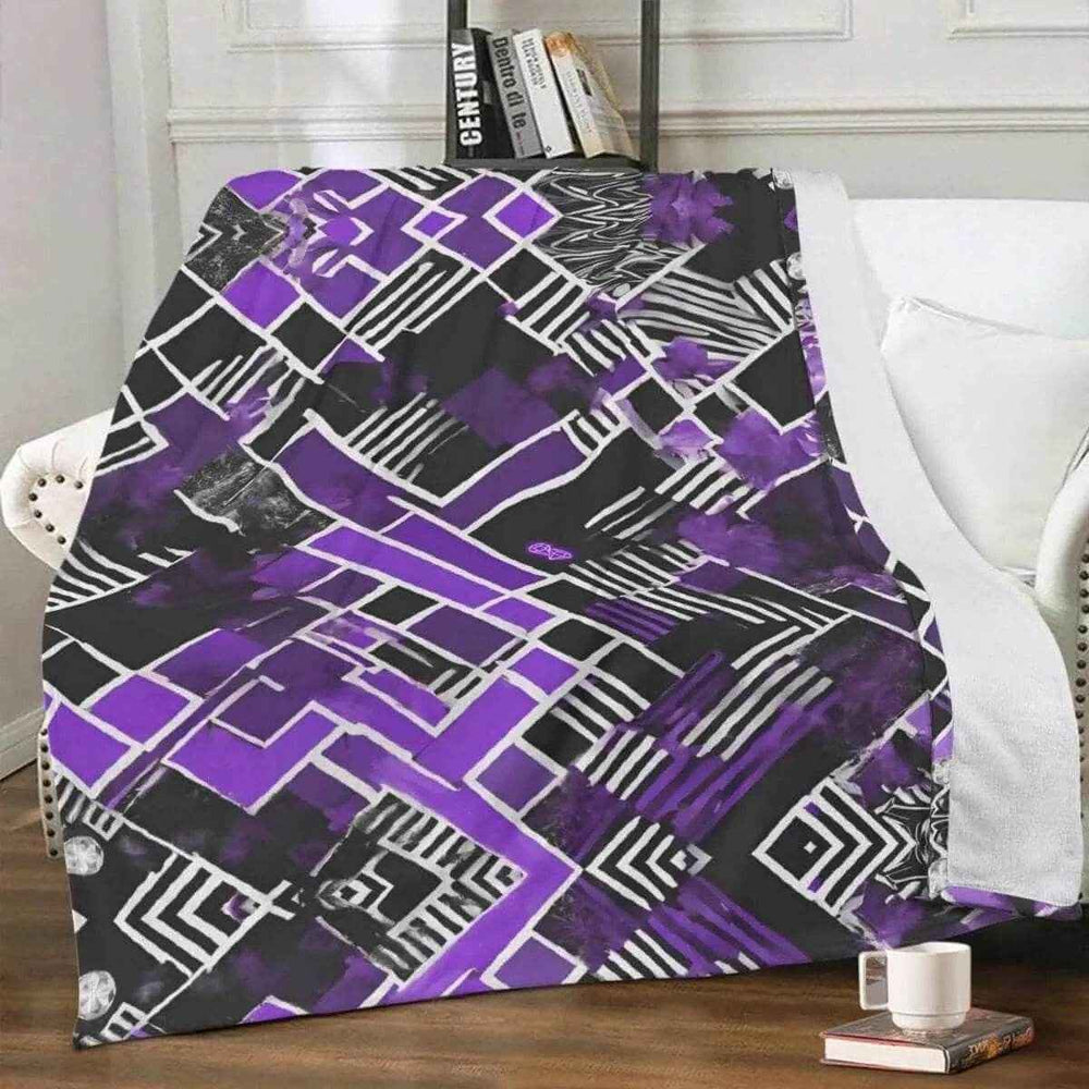 Cozy Gaming Blanket | Purple Geometric Fleece Throw
