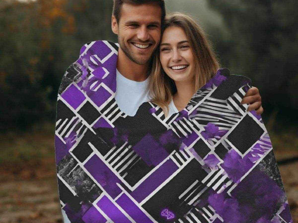 Cozy Gaming Blanket | Purple Geometric Fleece Throw
