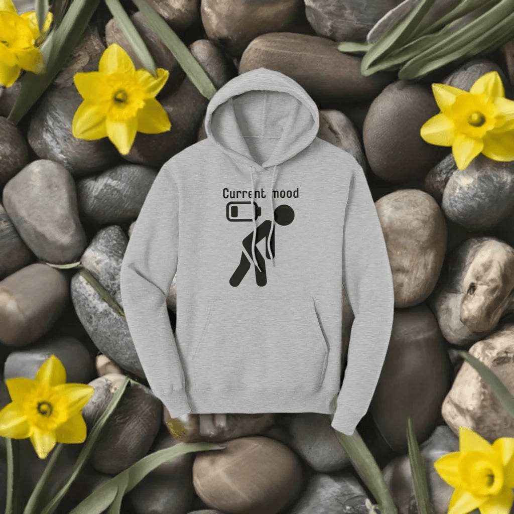 Funny Low Battery Gamer Hoodie Ash-White S-5XL Red S-5XL