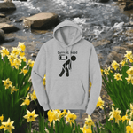 Funny Low Battery Gamer Hoodie - Dark Heather front view | Our Phoenix Rise