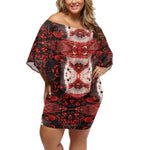 Crimson Splatter Off-the-Shoulder Dress Detailed View 10 | Our Phoenix Rise