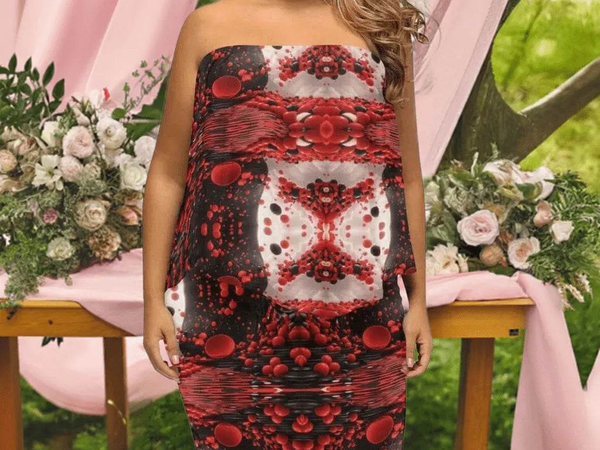 "Crimson Splatter" Off-the-Shoulder Dress| Iron Phoenix GHG - Iron Phoenix GHG