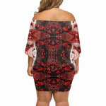 Crimson Splatter Off-the-Shoulder Dress Detailed View 11 | Our Phoenix Rise