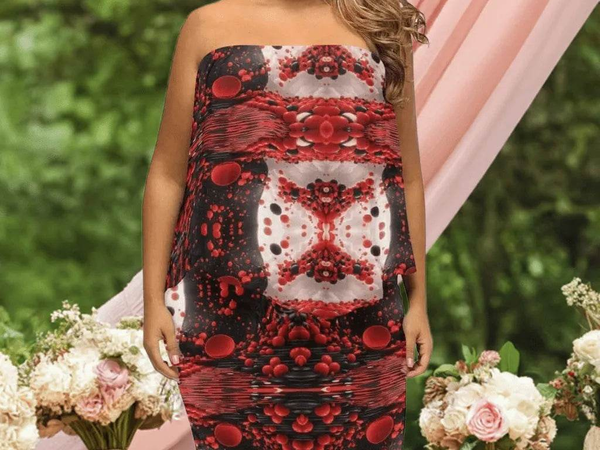 "Crimson Splatter" Off-the-Shoulder Dress| Iron Phoenix GHG - Iron Phoenix GHG