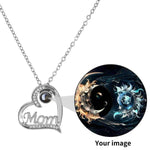Personalized Mom Photo Necklace - Silver finish with custom projection stone | Our Phoenix Rise