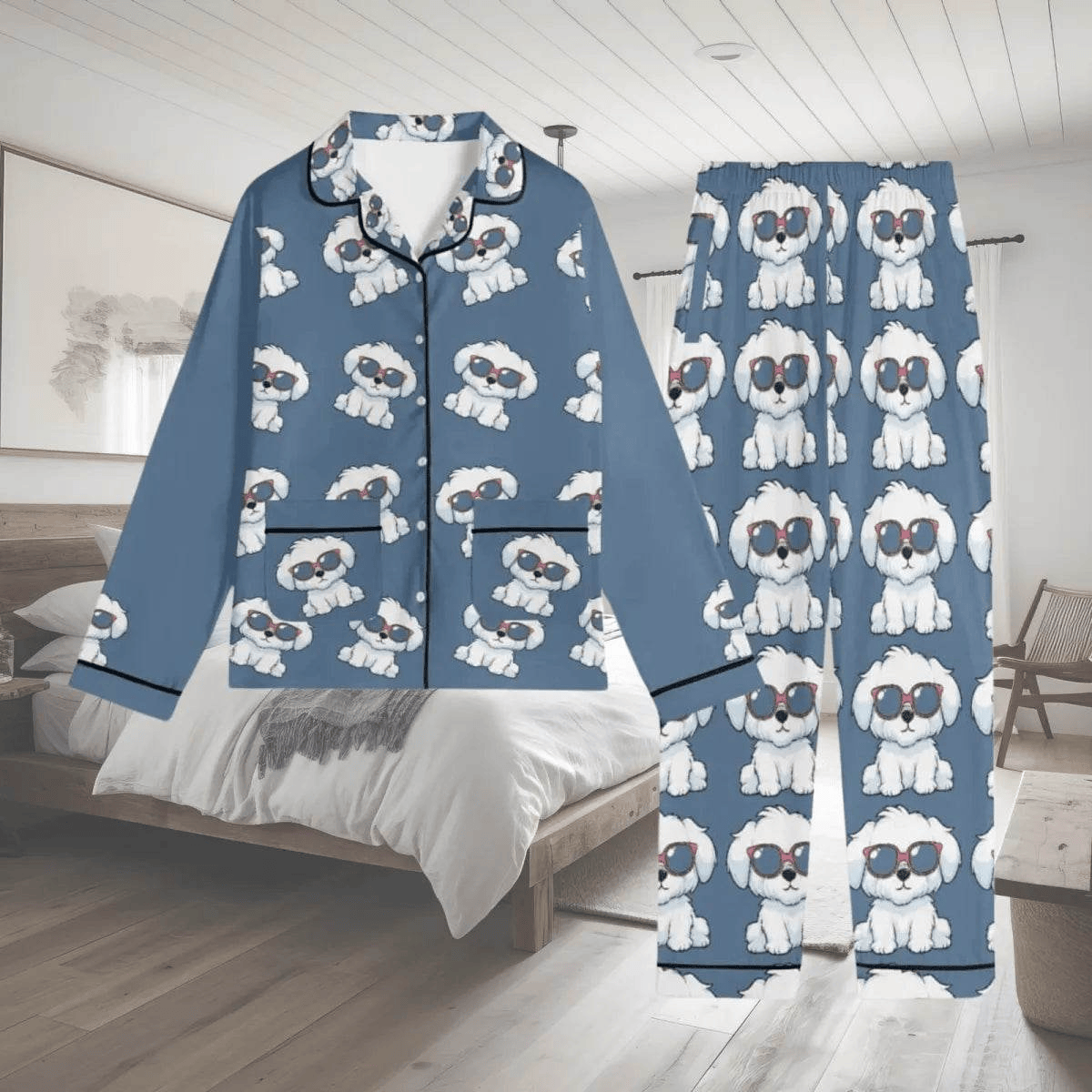 Personalized Photo Pajama Set Black White XS-5XL