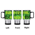 Pixelated Survival Game Insulated Travel Mug - showcasing vibrant green pixel art | Our Phoenix Rise