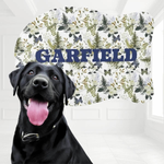 Personalized Floral Pet Feeding Mat - Angled view with 'Garfield' text | Our Phoenix Rise