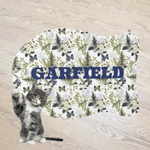 Personalized Floral Pet Feeding Mat - Full view with custom name area | Our Phoenix Rise