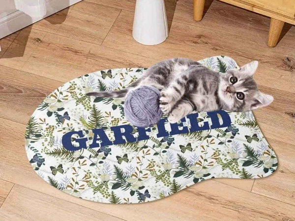 Custom Floral Pet Mat | Personalized Dog and Cat Rug