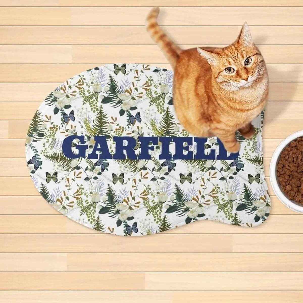 Personalized Floral Pet Feeding Mat