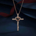 Personalized Cross Photo Projection Necklace - Silver Heart Center Detail | Our Phoenix Rise