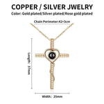 Personalized Cross Photo Projection Necklace - Silver Texture Detail | Our Phoenix Rise