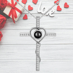 Personalized Cross Photo Projection Necklace - Silver Pendant Close Up | Our Phoenix Rise