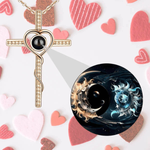 Personalized Cross Photo Projection Necklace - Gold Heart Pattern Background | Our Phoenix Rise