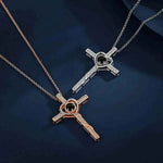 Personalized Cross Photo Projection Necklace - Gold Finish Front View | Our Phoenix Rise