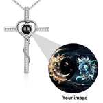 Personalized Cross Photo Projection Necklace - Gold Side Angle | Our Phoenix Rise