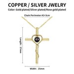 Personalized Cross Photo Projection Necklace - Silver Side Profile | Our Phoenix Rise