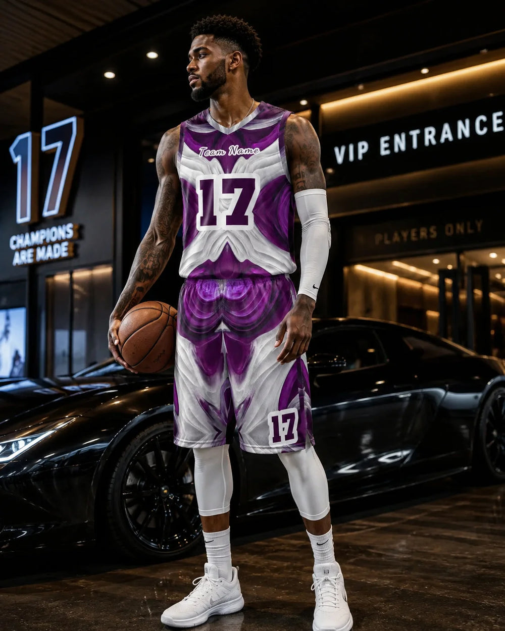 Personalized Basketball Uniform Set Purple White S-4XL