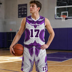 Personalized Basketball Uniform Set - Model Holding Basketball on Court - Detail 13 | Our Phoenix Rise