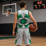 Personalized Green Marble Basketball Jersey & Shorts - Gym Lifestyle View | Our Phoenix Rise