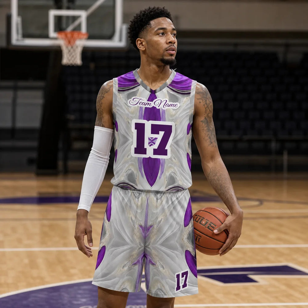 Custom Basketball Jersey and Shorts Set Purple S-4XL