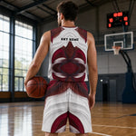 Custom Name Basketball Jersey and Shorts Set - Model Sitting on Bench | Our Phoenix Rise