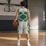 Personalized Green Marble Basketball Jersey & Shorts - Full Uniform Set View | Our Phoenix Rise